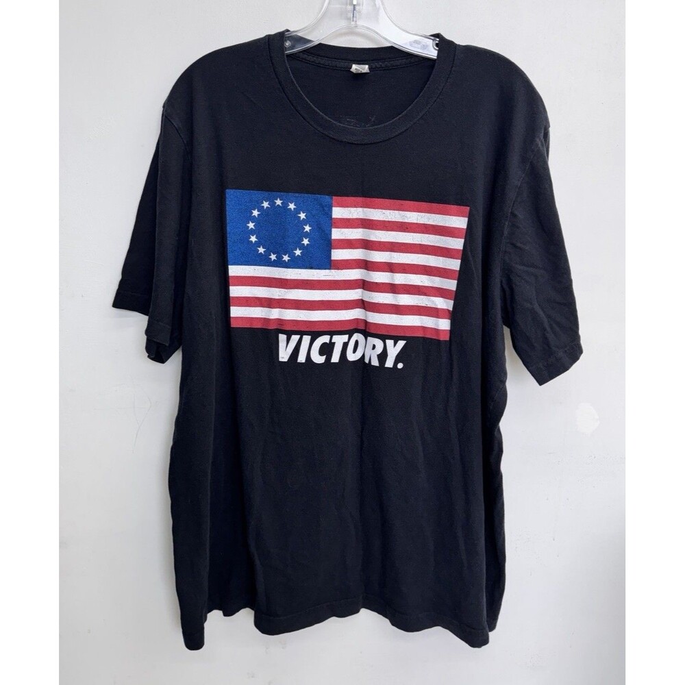 Vintage Nine Line Men's XL T-Shirt Black Victory Patriotic Flag Made In USA FLAG